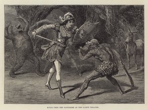 Scen från Pantomime på Gaiety Theatre av David Henry Friston