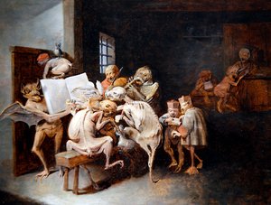 Musiklektionen (olja på panel)
