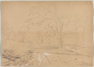 Landskap med manfiske, Conway, New Hampshire, 1851. av David Johnson