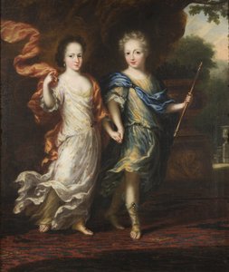 Karl XII, 1682-1718, konung av Sverige, pfalzgreve av Zweibrücken och Hedvig Sofia, 1681-1708,  prinsessa av Sverige, hertiginna av Holstein-Gottorp av David Klöcker Ehrenstrahl