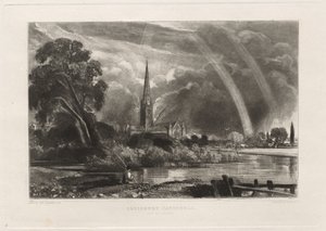 Salisbury Cathedral från Meadows Small Plate, 1855.