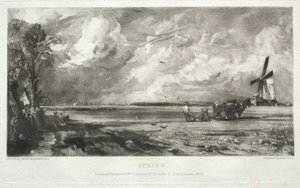 Olika ämnen av landskap, karakteristiska för engelska landskap från bilder målade av John Constable, R.A.: Spring. En kvarn på en allmänning. Hagel Squalls. Östra Bergholt, Suffolk