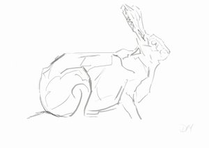 Hare, 2024 (bläck med bamburörspennor på papper) av David Mayer