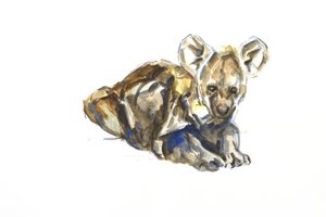 Hyenvalp, 2020 (akvarell, krita och gouache på papper)