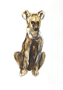 Hyenvalp, 2020 (akvarell, krita och gouache på papper) av David Mayer