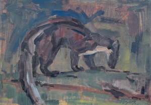 Pine Marten, 2023 (olja på duk) av David Mayer