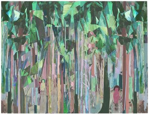 Spaces In Between, 2017 blandad media på träpanel av David McConochie