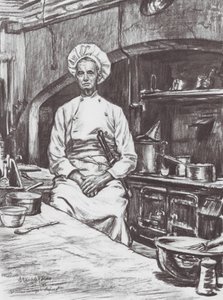 Oxford: A College Cook (litografi) av David Muirhead (after) Bone