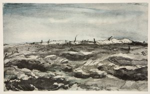 En Via Dolorosa: Mouquet Farm, illustration från "The Western Front", utgiven av Country Life Ltd av David Muirhead Bone
