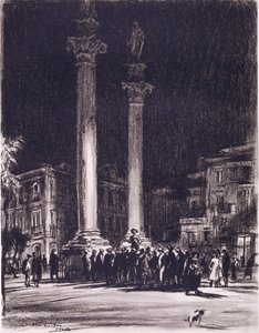 En billig jacka mellan de romerska pelarna i Almeda de Hercules, Sevilla av David Muirhead Bone