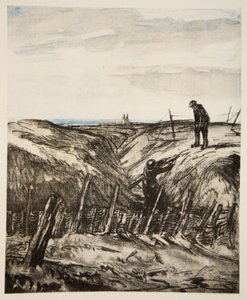 En förstörd skyttegrav, illustration från "The Western Front", utgiven av Country Life Ltd