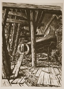 En axelkonsol, illustration från "The Western Front", utgiven av Country Life Ltd av David Muirhead Bone
