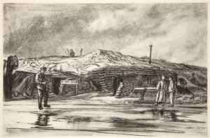 Dug Outs, illustration från "The Western Front", utgiven av Country Life Ltd