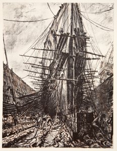 HMS Lion i torrdocka, illustration från "The Western Front", utgiven av Country Life Ltd