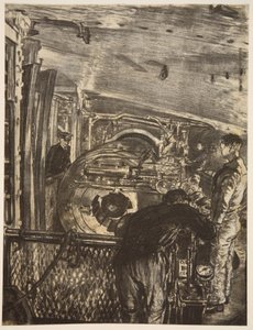 Inuti tornet, illustration från "The Western Front", utgiven av Country Life Ltd av David Muirhead Bone