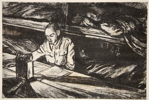 På ett sjukhusfartyg på natten: Ordonnansen, illustration från "The Western Front", utgiven av Country Life Ltd