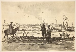 På Somme: nära Mametz, illustration från "The Western Front", utgiven av Country Life Ltd av David Muirhead Bone