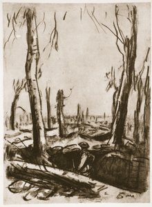 Förstörda skyttegravar i Mametz Wood, illustration från "The Western Front", utgiven av Country Life Ltd