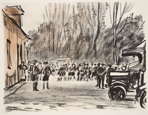 Scottish Pipers, illustration från "The Western Front", utgiven av Country Life Ltd