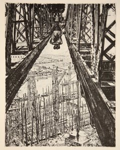 Skeppsvarvet sett från Big Crane, illustration från "The Western Front", utgiven av Country Life Ltd av David Muirhead Bone