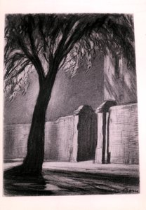 Förortsnatt, ca 1920 (kol) av David Muirhead Bone