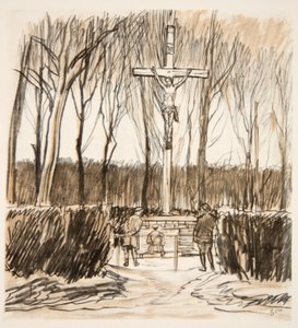 Minnesmärket på slagfältet vid Agincourt, illustration från "The Western Front", utg. av Country Life Ltd
