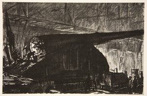 Nattskiftet arbetar med en stor kanon, illustration från "The Western Front", utgiven av Country Life Ltd