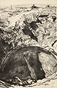 Gropen på Mouquet Farm, illustration från "The Western Front", utgiven av Country Life Ltd av David Muirhead Bone