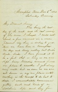 Letter from D. P. Grier, Memphis, Tenn., to Anna McKinney, December 6, 1862 av David Perkins Grier