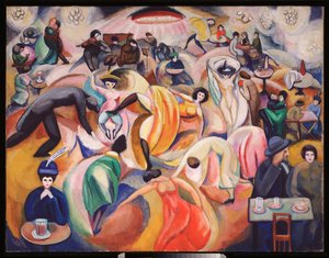 Un cabaret a Paris (A Nightclub In Paris) - Oeuvre av David Petrovich Sterenberg (1881-1948), olja på duk
