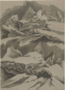 Isflak på Maas, januari 1809 Glaçons sur la Meuse en Janvier 1809 (titel på objekt) av David Pièrre Giottino Humbert de Superville (signed by artist)
