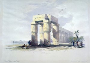 Vid Luxor, Thebe, Övre Egypten": litografi efter akvarell av David Roberts (1796-1864), skotsk konstnär. Forntida Egypten Arkeologi av David Roberts