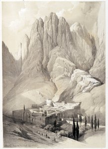 Klostret Saint Catherine, teckning gjord 1839-02-19 i "The Holy Land", London 1849. av David Roberts