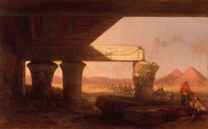 Egyptiskt landskap med en avlägsen vy av pyramiderna av David Roberts