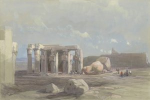 Fragment av en kolossalstaty vid Memnonium, Thebe av David Roberts