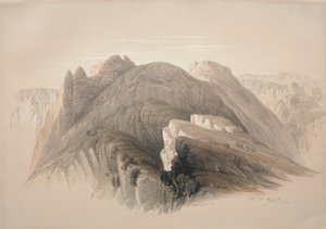 Gebil Hor. Mount Hor, från klipporna som omger Petra, 1839. av David Roberts