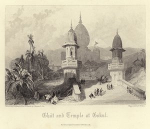 Ghat och tempel i Gokul av David Roberts