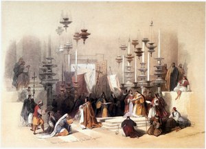 I det heliga landet: Jerusalem, den heliga gravens kyrka, sten för salvelse ... av David Roberts