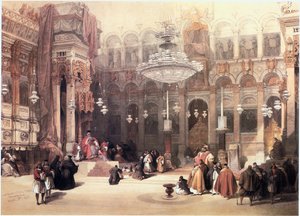 I det heliga landet: Jerusalem, Heliga gravens kyrka, det grekisk-ortodoxa kapellet (gravyr) av David Roberts