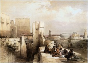I det heliga landet: Jerusalem, ingången till citadellet (gravyr) av David Roberts