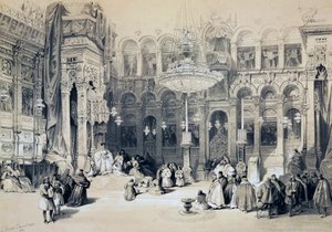 Interiör av Heliga gravens kyrka, Jerusalem av David Roberts
