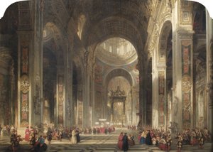 St Peters interiör, Rom, 1862 av David Roberts