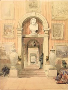 Interiör av Thirlestaine House, Cheltenham (wc på papper) av David Roberts