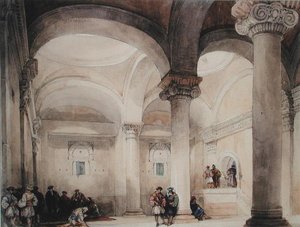 Interiör av en moské, ca 1835 (akvarell på papper) av David Roberts