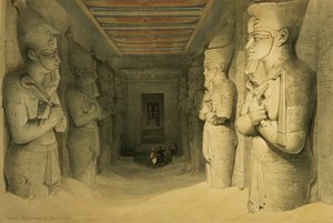 Interiör av Temple of Abu Simbel, från "Egypt and Nubia", Vol.1 (litho) av David Roberts