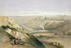 Jerusalem, 5 april 1839, skylt 18 från volym I av "Det heliga landet", graverad av puben Louis Haghe (1806-85). 1842 av David Roberts