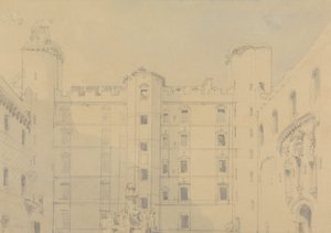 Innergården vid Linlithgow Palace, West Lothian av David Roberts
