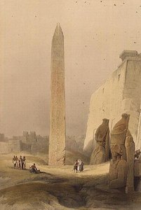 Obelisk i Luxor, från "Egypt and Nubia", Vol.1 (litho) av David Roberts