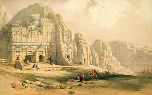 Petra, 8 mars 1839, platta 96 från volym III av "The Holy Land", graverad av Louis Haghe (1806-85), publicerad i. 1849 av David Roberts