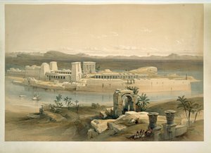 Philae Island, Assuan, Egypten (akvarell) av David Roberts